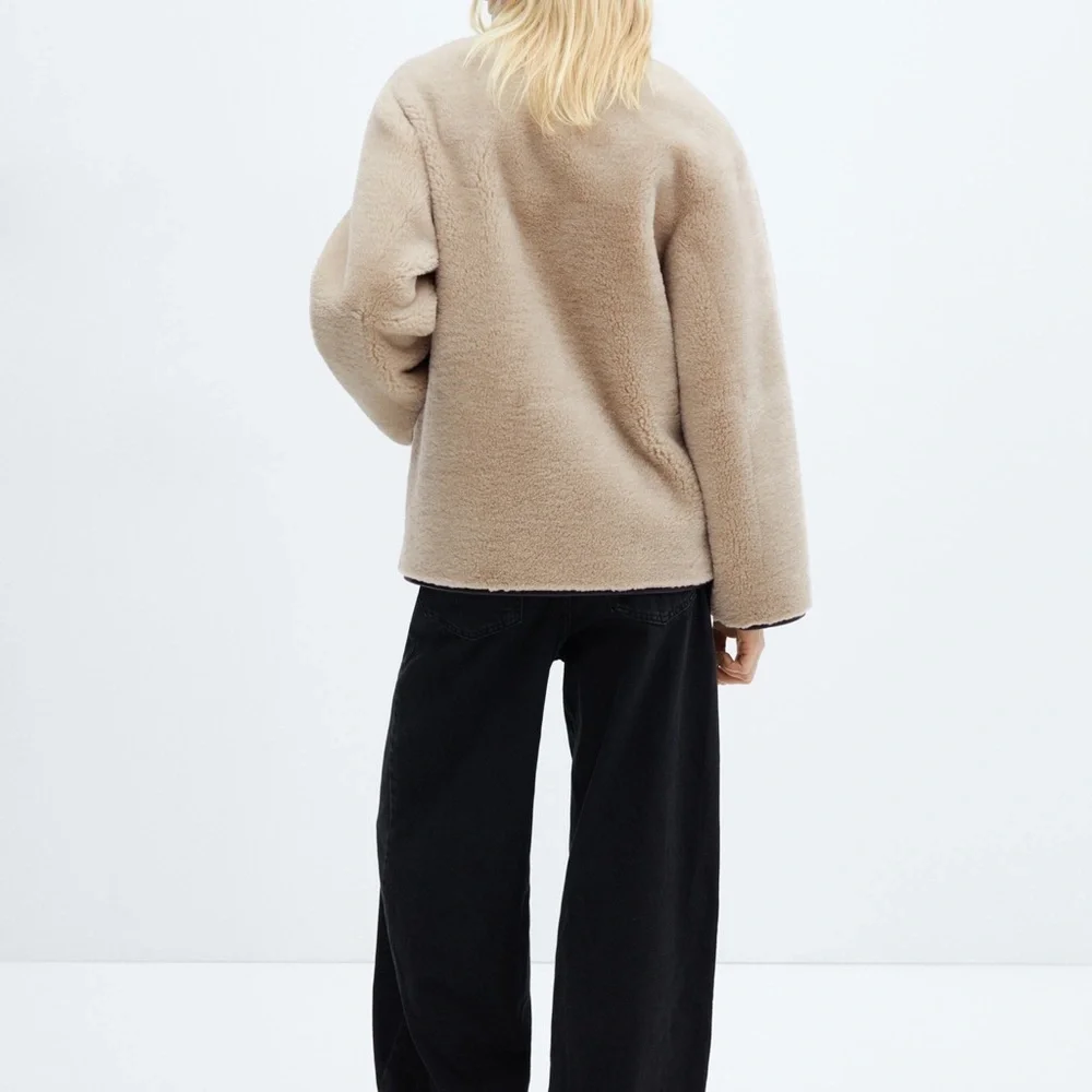 Mango Tan Shearling Jacket Cozy and Stylish - Picture 4 of 10